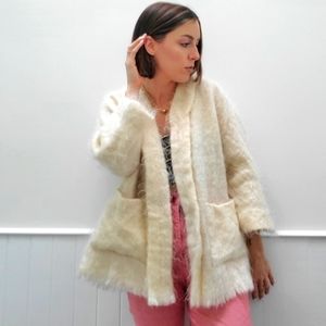 VINTAGE Wool Cream Jacket by Lochcarron made in Scotland